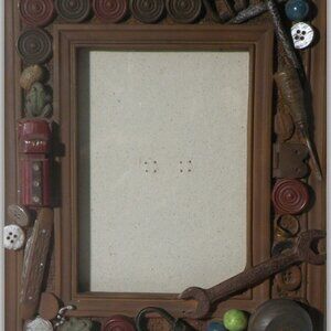 Heavy Tool Man's Picture Frame Desk Top or Hang Photo size 5" x 7"